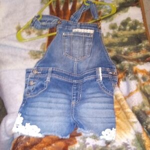 Jordache Blue Denim Kids Overalls with White Lace
